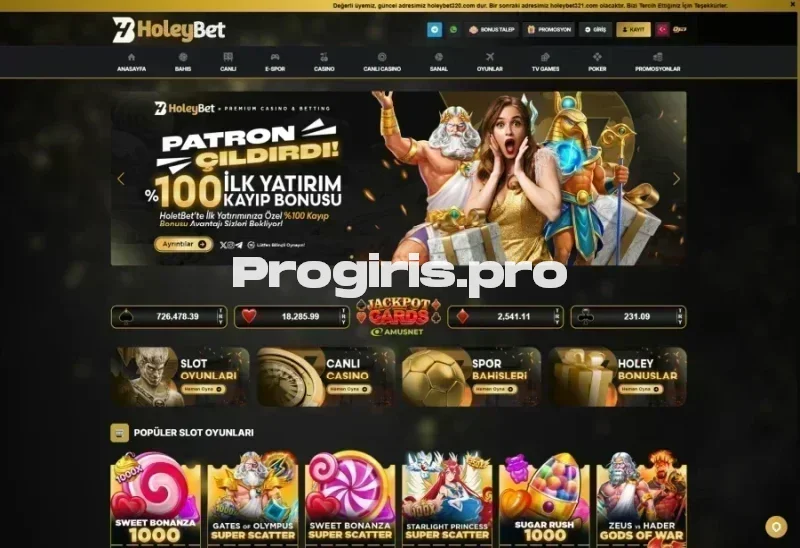 Holeybet ana sayfa görünümü