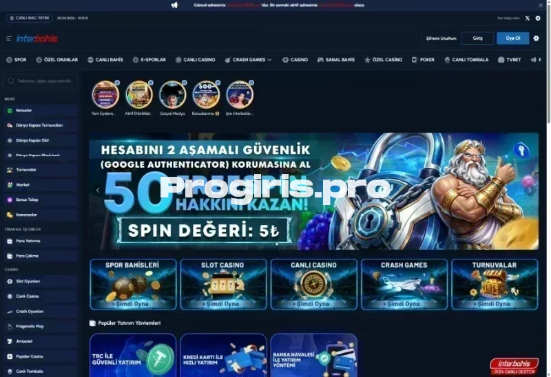 İnterbahis ana sayfa görünümü