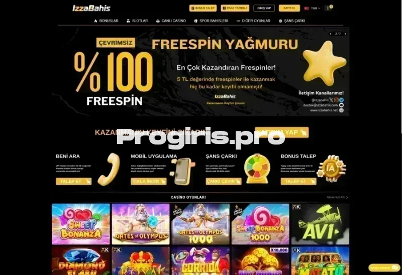 İzzabahis ana sayfa görünümü