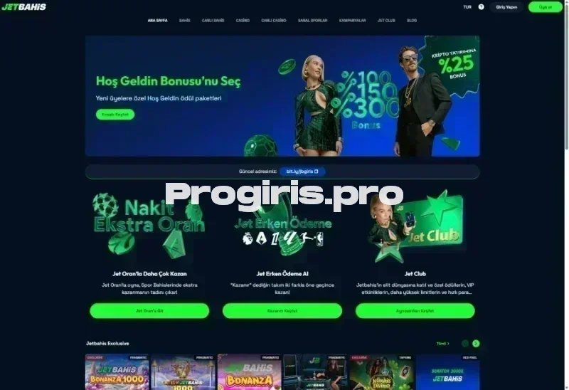 Jetbet ana sayfa görünümü