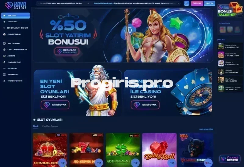 Kaya Casino ana sayfa görünümü