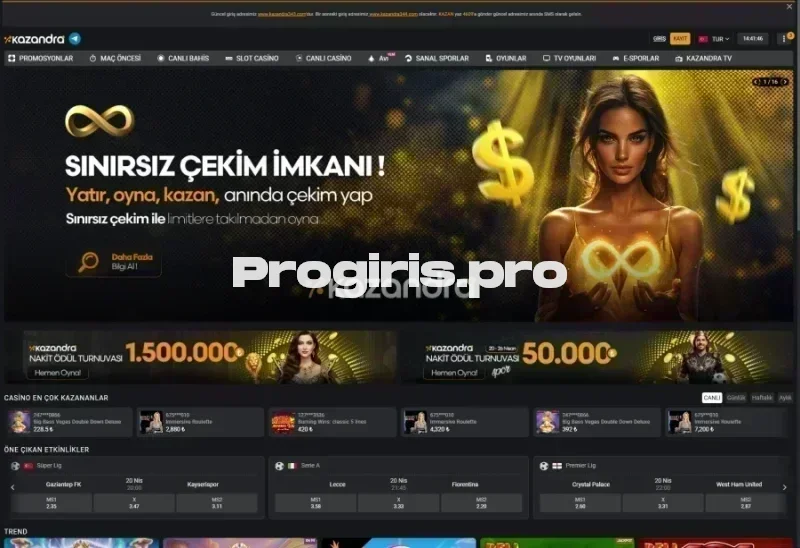 Kazandra ana sayfa görünümü