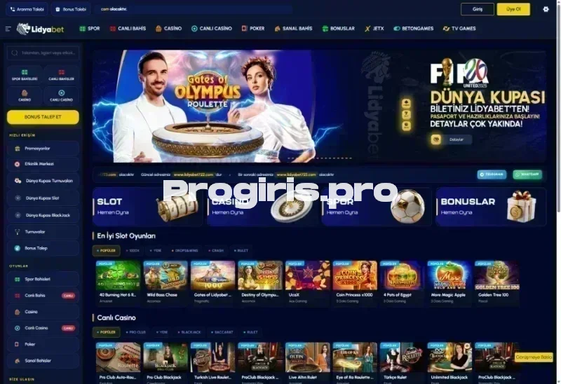 Lidyabet ana sayfa görünümü