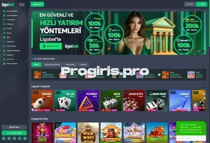 Ligobet ana sayfa görünümü