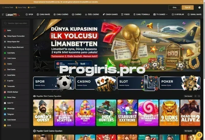 Limanbet ana sayfa görünümü