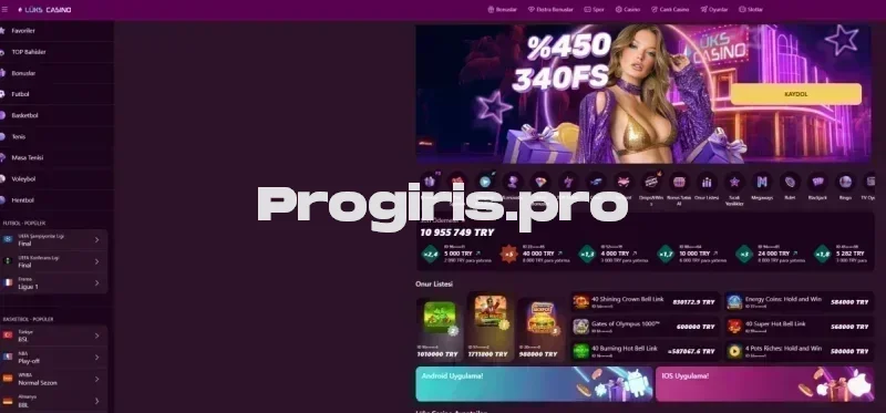 Lüks Casino ana sayfa görünümü