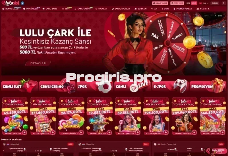 Luluslot ana sayfa görünümü