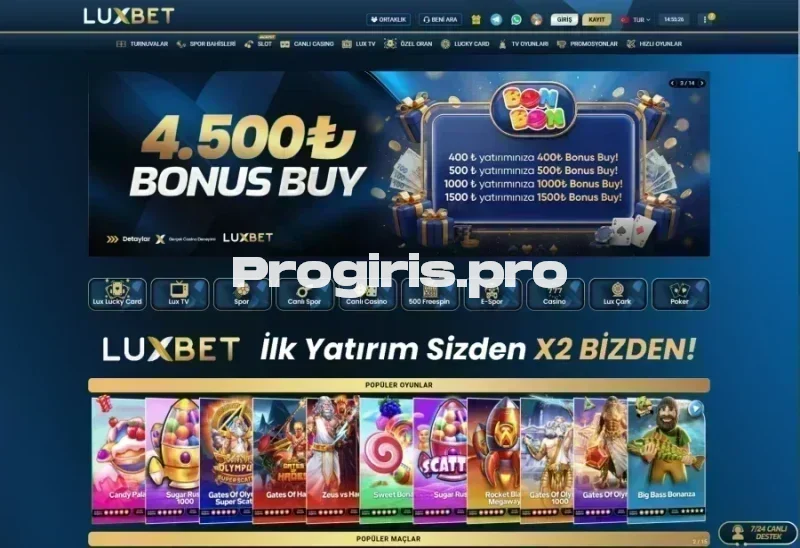 Luxbet ana sayfa görünümü