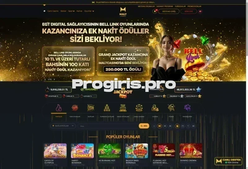 MaltCasino ana sayfa görünümü