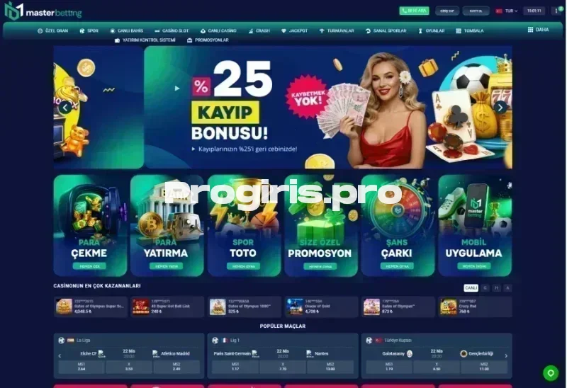 Masterbetting ana sayfa görünümü