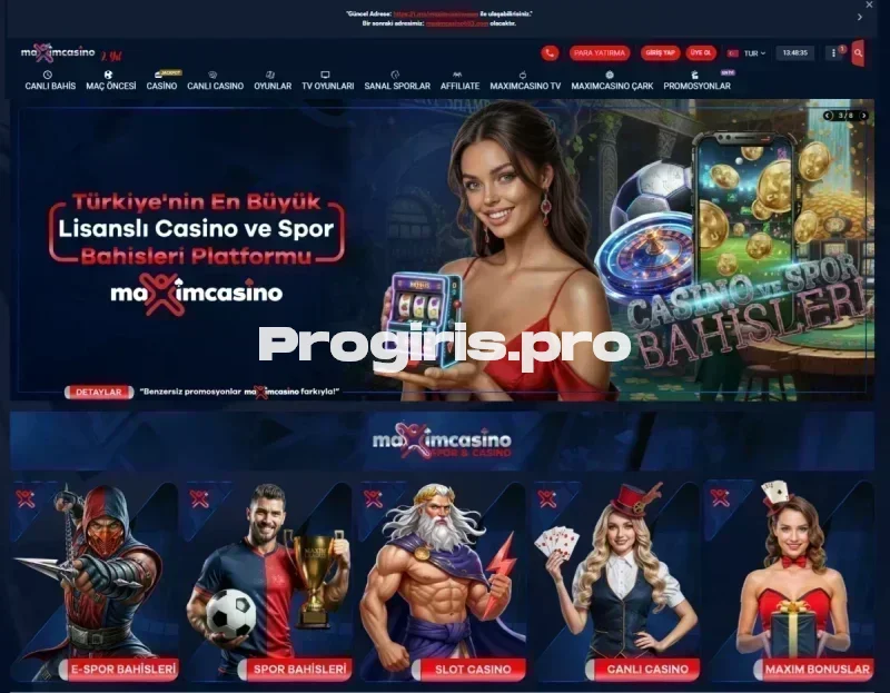 Maxim Casino ana sayfa görünümü