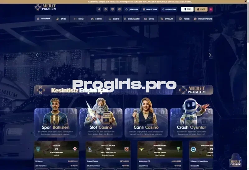 MeritPremium ana sayfa görünümü