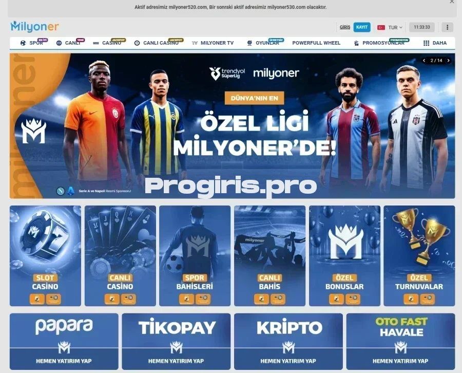 Milyoner Bahis ana sayfa görünümü