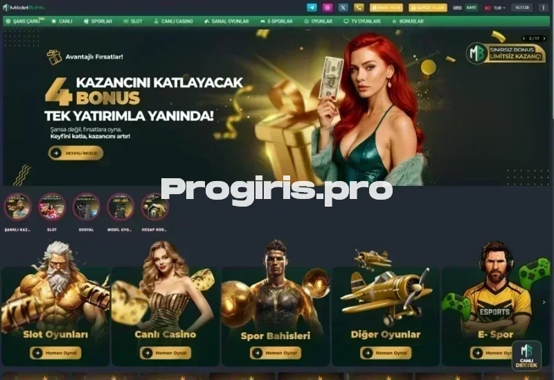 Modelbahis ana sayfa görünümü