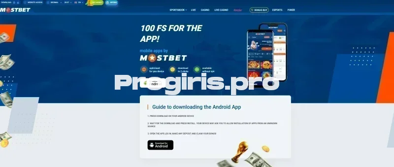 Mostbet ana sayfa görünümü
