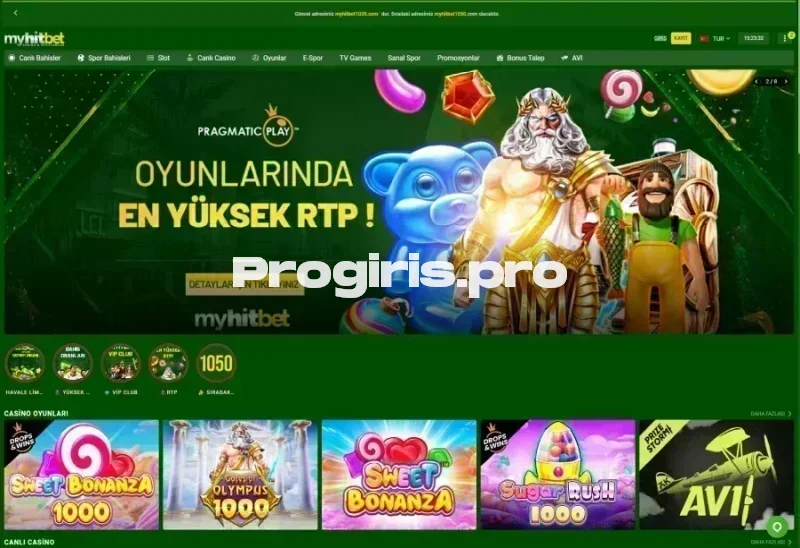 Myhitbet ana sayfa görünümü