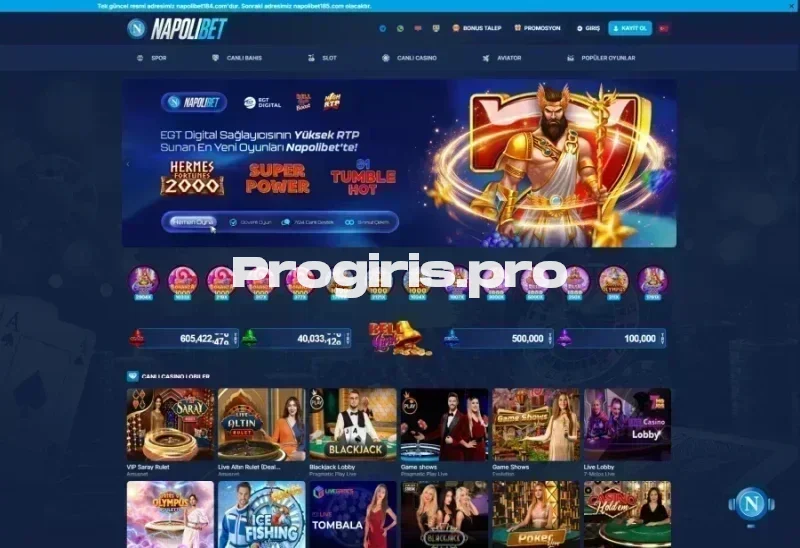 Napolibet ana sayfa görünümü