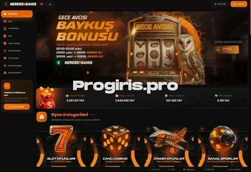 Nerede Bahis ana sayfa görünümü