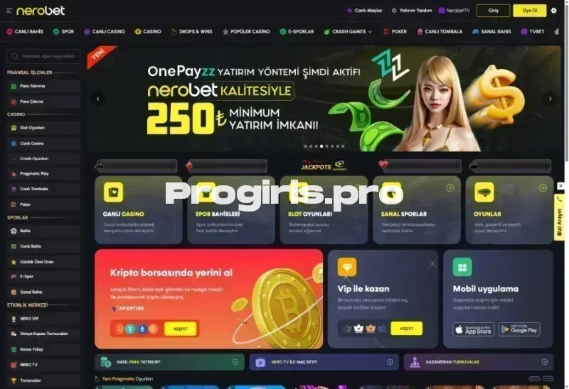 Nerobet ana sayfa görünümü