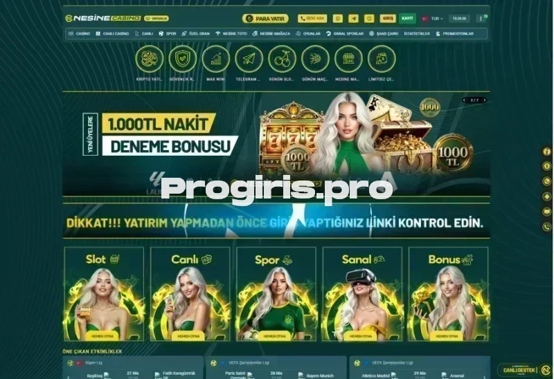 NesineCasino ana sayfa görünümü