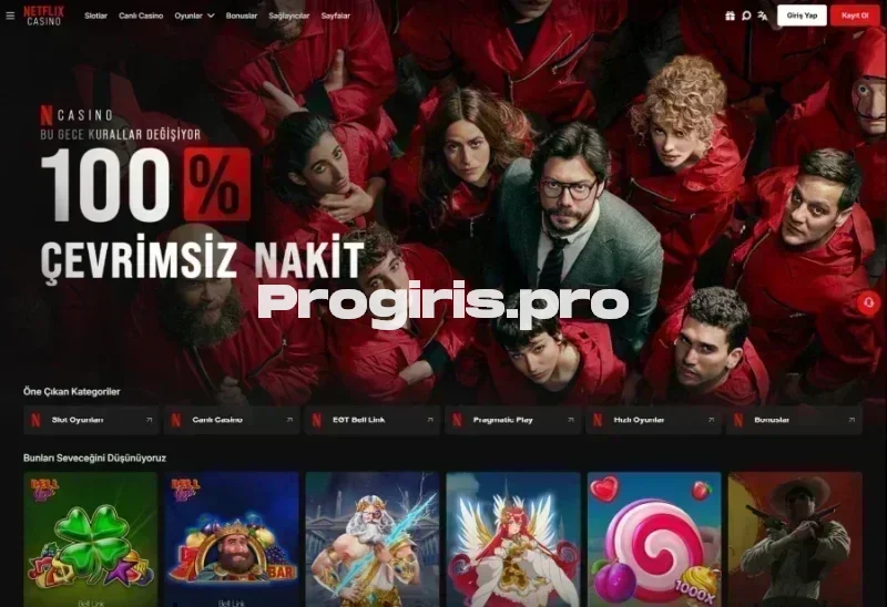 Netflix Casino ana sayfa görünümü