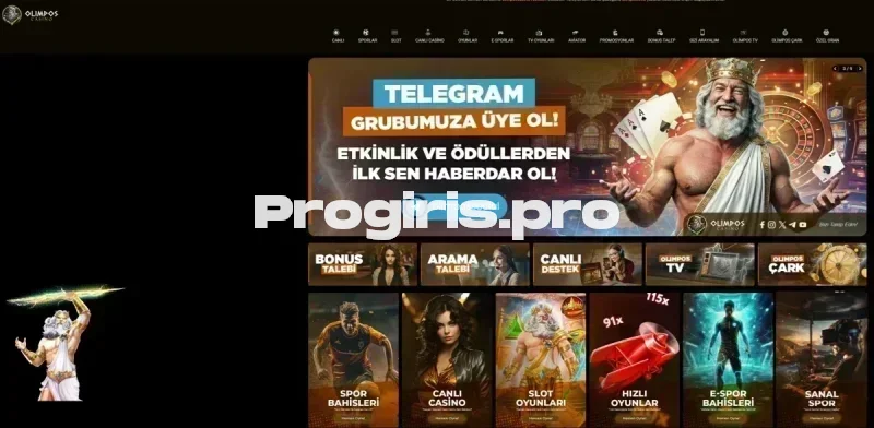 Olimpos Casino ana sayfa görünümü