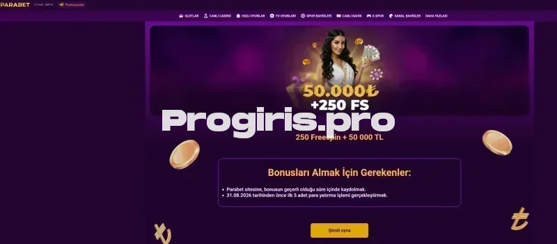 Parabet ana sayfa görünümü