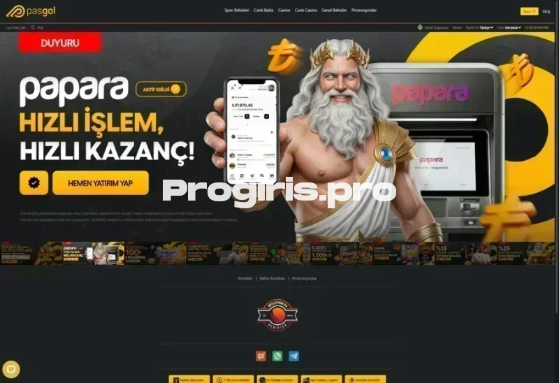 Pasgol ana sayfa görünümü