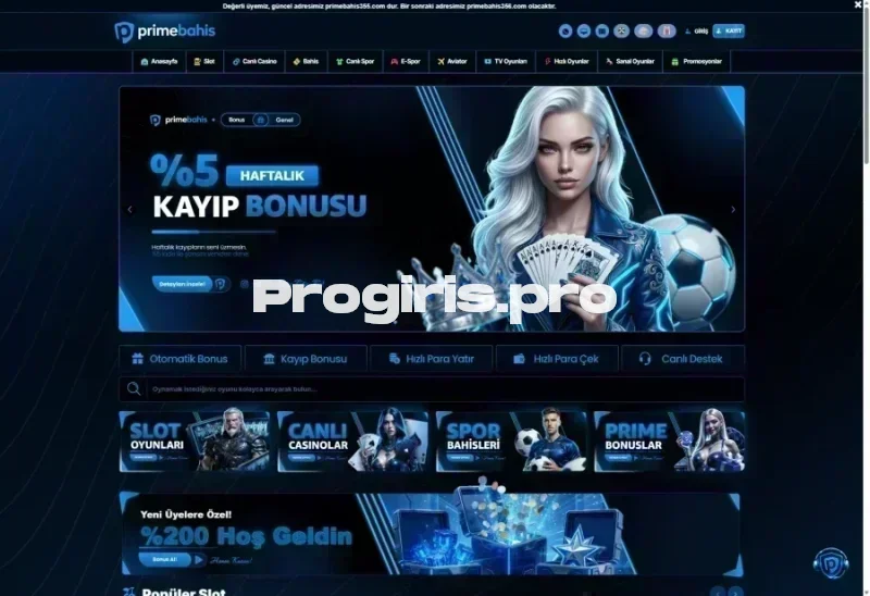 Primebahis ana sayfa görünümü