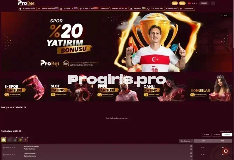Probet ana sayfa görünümü