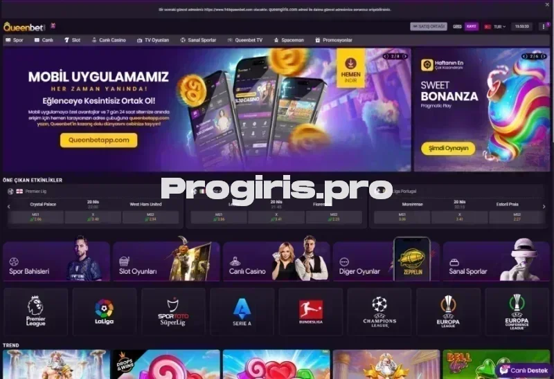 Queenbet ana sayfa görünümü