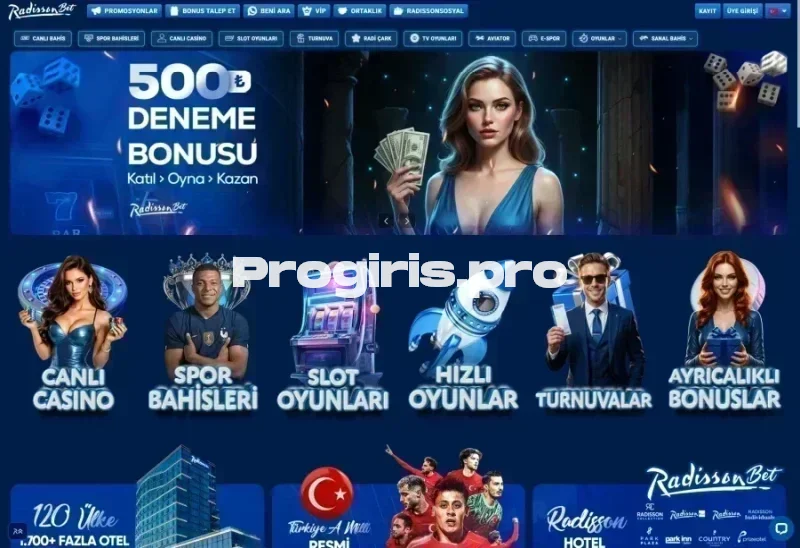 Radissonbet ana sayfa görünümü