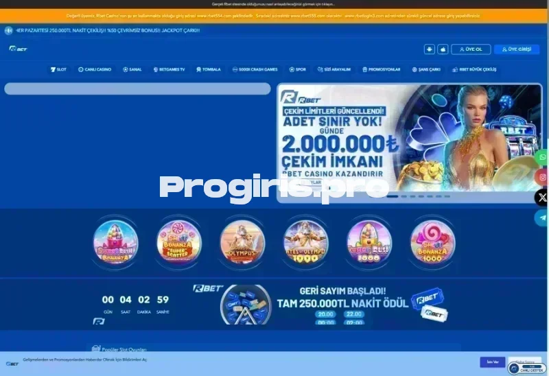 Rbet ana sayfa görünümü