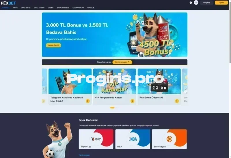 Rexbet ana sayfa görünümü
