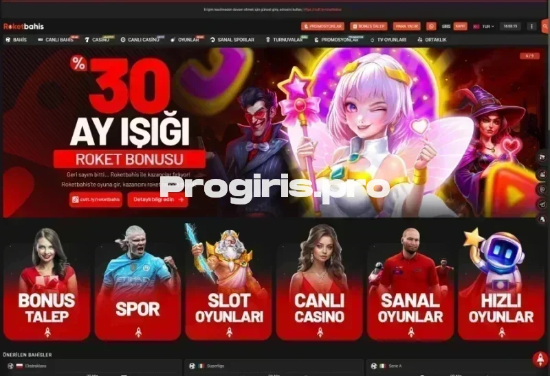 Roketbahis ana sayfa görünümü