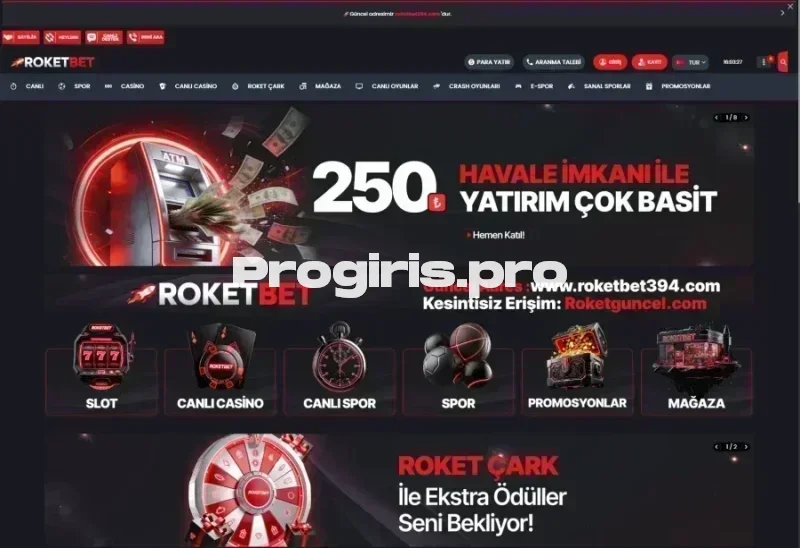 Roketbet ana sayfa görünümü