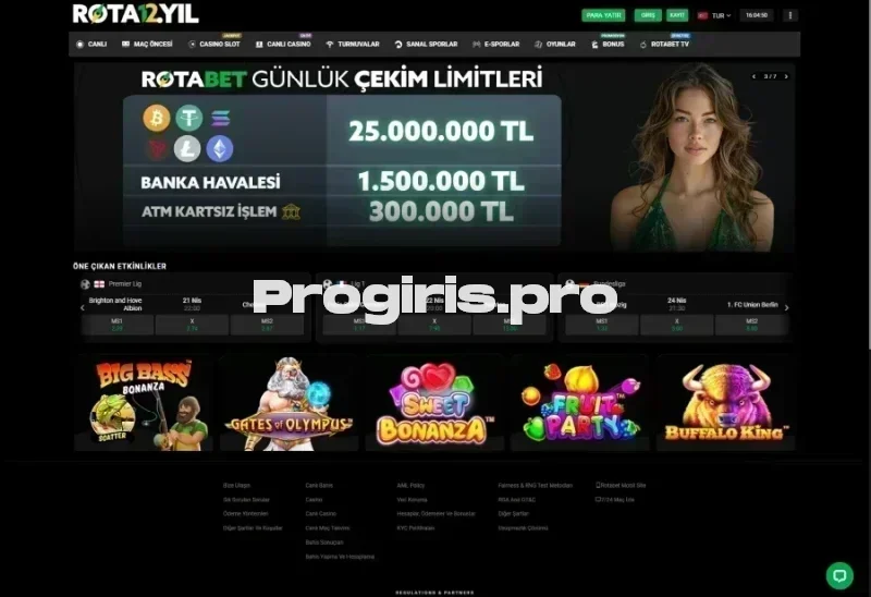 Rotabet ana sayfa görünümü