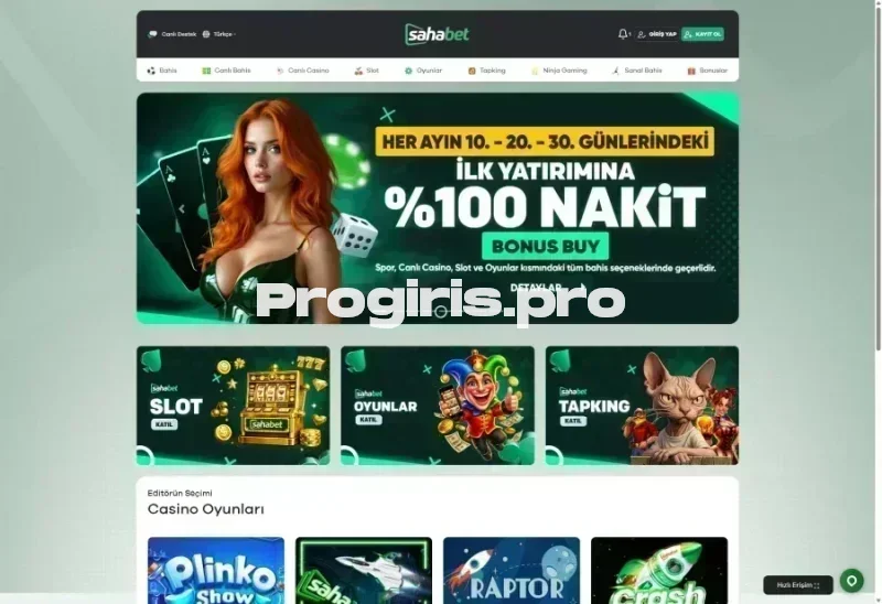 Sahabet ana sayfa görünümü