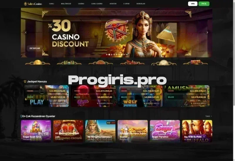 Sahra Casino ana sayfa görünümü