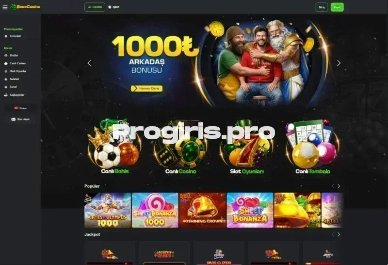 Şanscasino ana sayfa görünümü