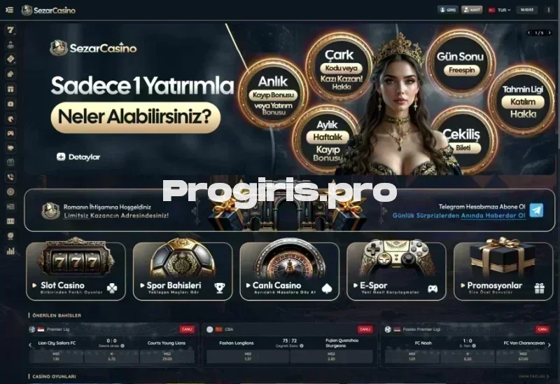 Sezar Casino ana sayfa görünümü