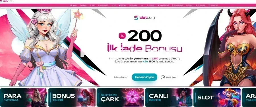 Slotcum ana sayfa görünümü
