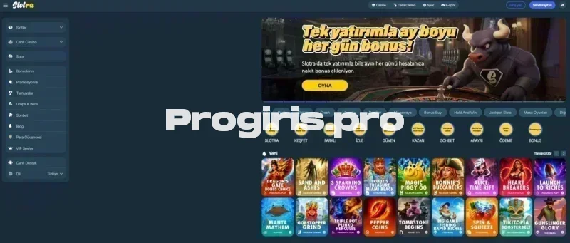 Slotra ana sayfa görünümü