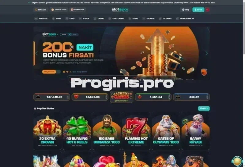 Slotspor ana sayfa görünümü