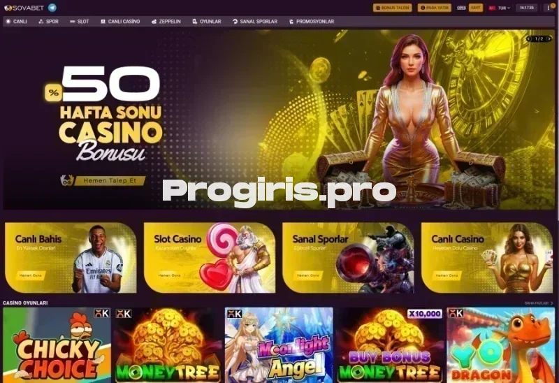 Sovabet ana sayfa görünümü