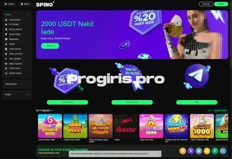 Spino ana sayfa görünümü