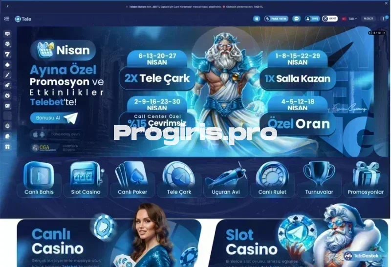 Telebet ana sayfa görünümü