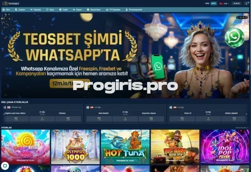 Teosbet ana sayfa görünümü