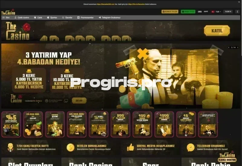 TheCasino ana sayfa görünümü