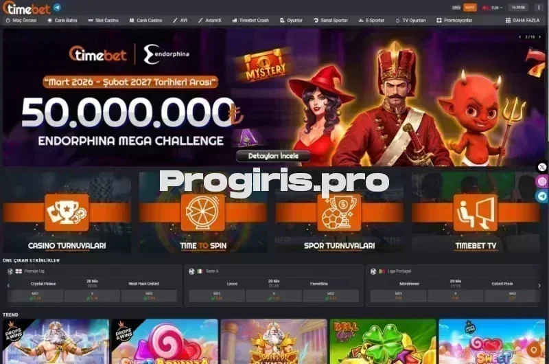 Timebet ana sayfa görünümü